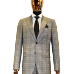 Two Buttons Grey & White check Suit