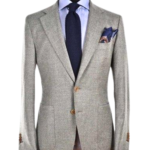 Two Buttons Notch Lapel Grey Blazer
