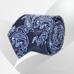 Blue Paisley Patterned Silk Tie