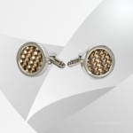 Knitted Round Cufflinks – Silver