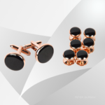 Round Shape Reddish Orange Cufflinks & Studs